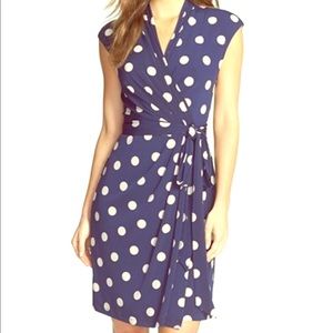 Eliza J Polka Dot Jersey Faux Wrap Dress